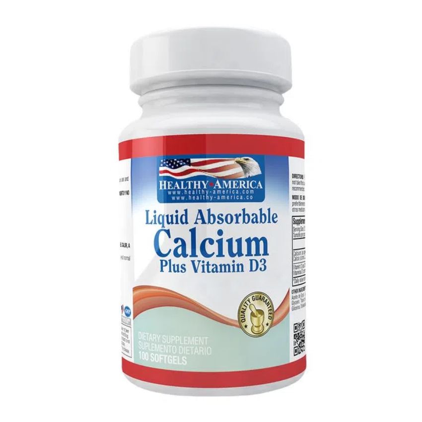 Calcio Liquido 1200mg Plus D3 400 IU 100 Softgels