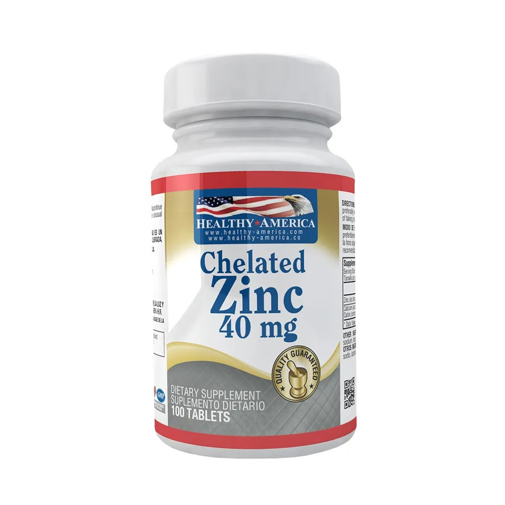 Healthy America - Chelated Zinc 40mg 100 Capsulas