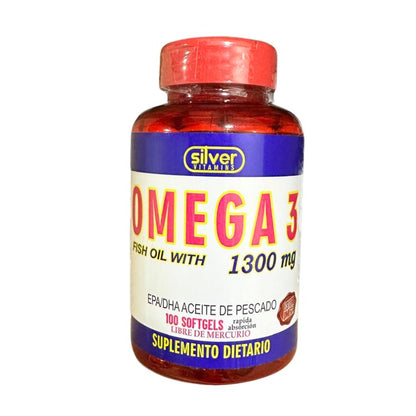 Omega 3 Fish Oil Salmon 1300 mg 100 Softgels - Silver Vitamins