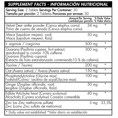 Turbo guaraná 300mg 60 tabletas