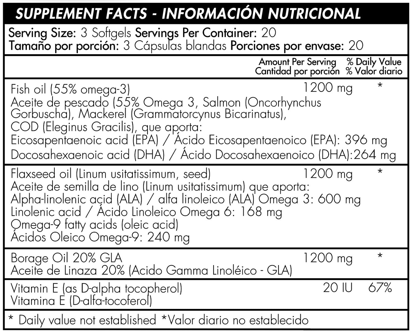 Triple Omega 3-6-9 1200mg 60 Softgels