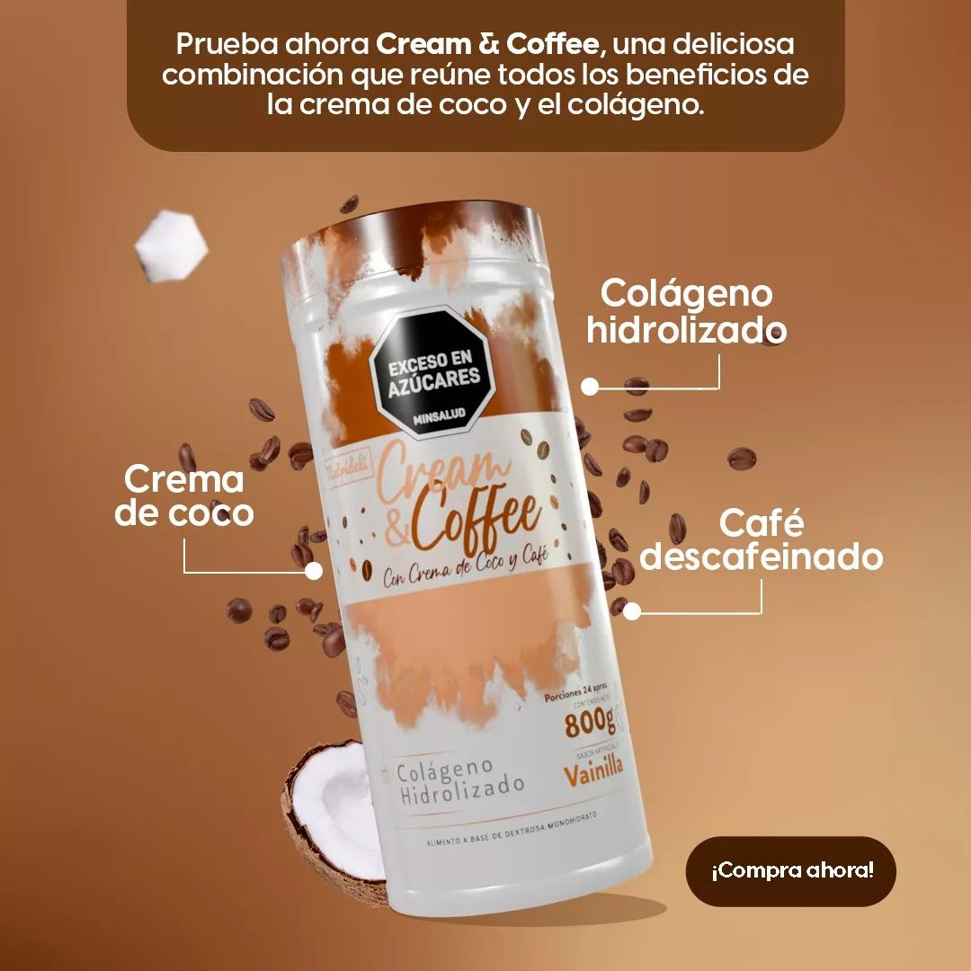 COLÁGENO HIDROLIZADO CON CREMA DE COCO Y CAFE 800G