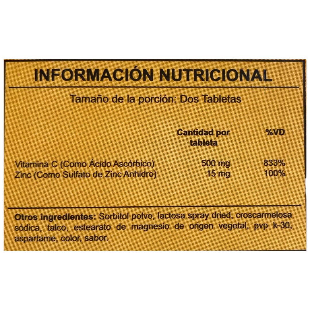 Vitamina C + Zinc 100 tabletas masticables | KEOPS